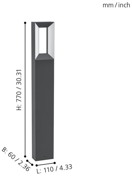 Eglo 98728 - Lampada LED da esterno RIFORANO 2xLED/5W/230V IP44 77 cm