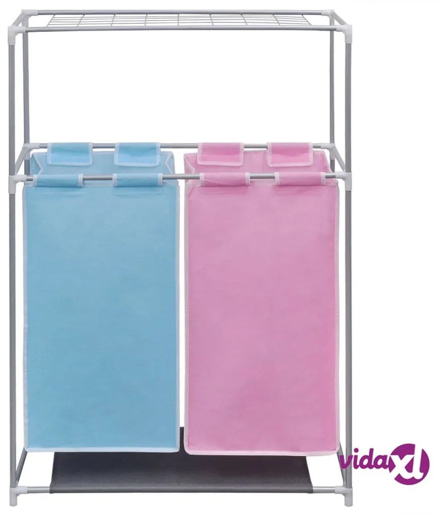 vidaXL Portabiancheria a 2 Sezioni 2 pz con Ripiano per Asciugatura