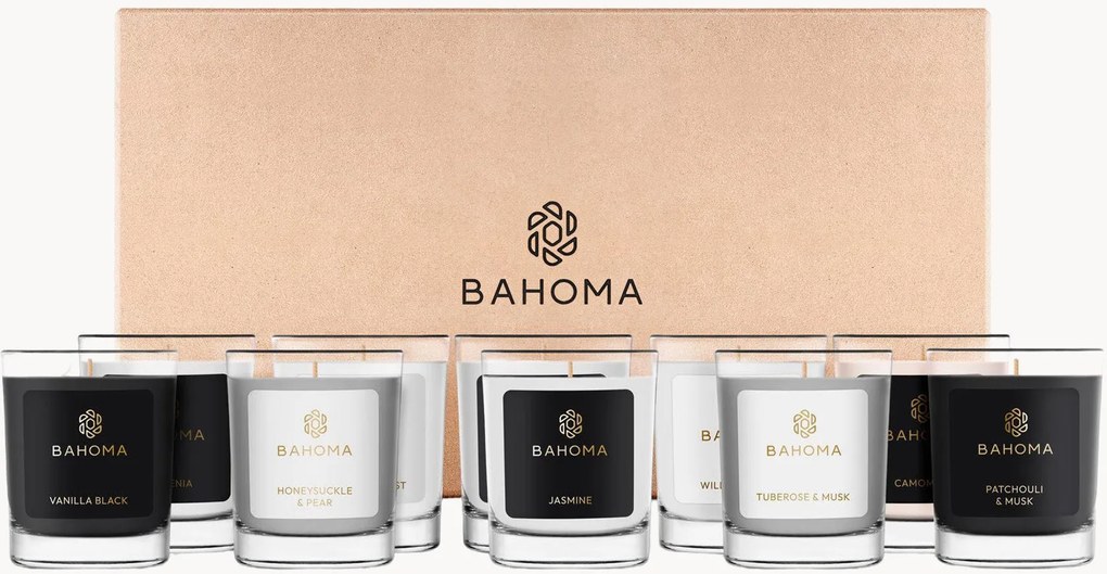 Candele mini fatte a mano in scatola regalo Botanical Bliss, set da 10