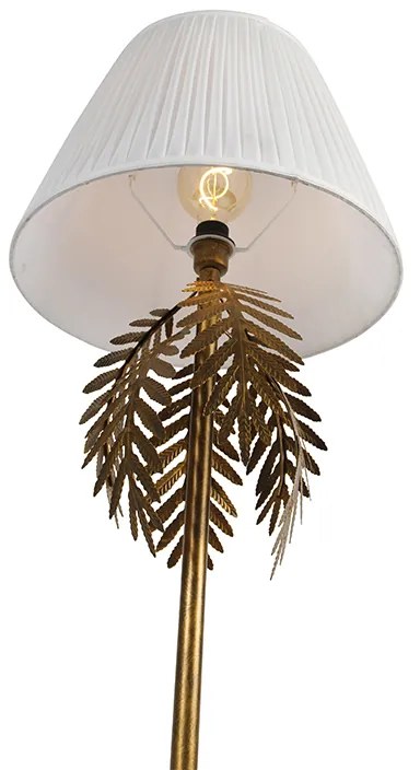 Lampada da terra oro 145 cm con paralume plissettato bianco 45 cm - Botanica