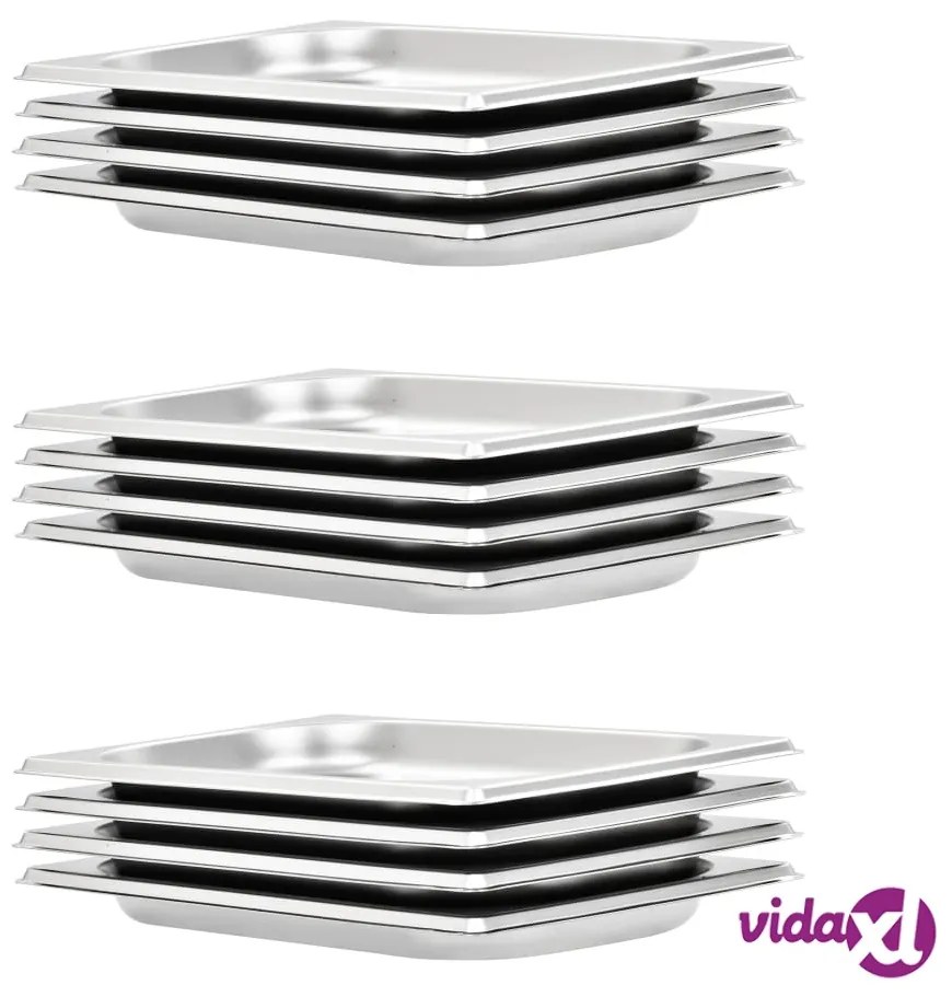 vidaXL Contenitori Gastronorm 12 pz GN 1/4 20 mm in Acciaio Inox