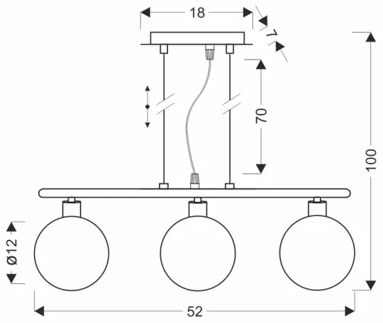 Lampadario a sospensione su cavo SOMUL 3xG9/20W/230V nero fumé