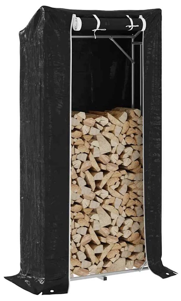 Rastrelliera Per Legna Con Copertura Antipioggia 100x40x200 Cm /