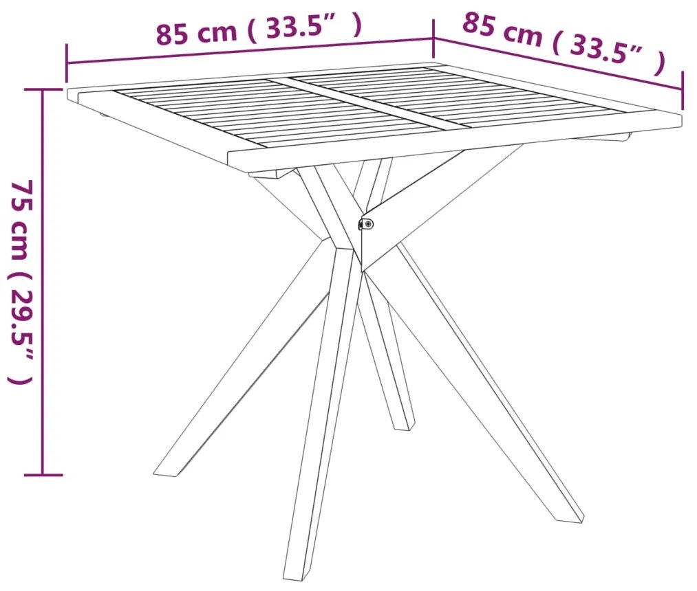 Tavolo da giardino 85x85x75 cm in legno massello di acacia