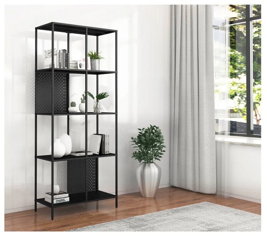 Libreria in metallo nero 75x180 cm Charleston - Støraa