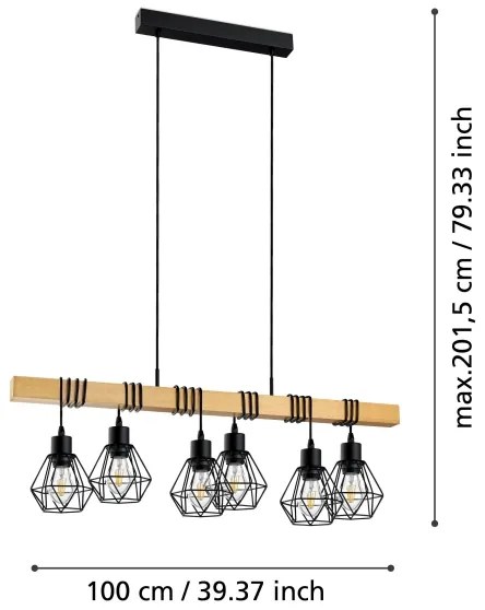 Eglo 44076 - Lampadario a cavo TOWNSHEND 6xE27/60W/230V