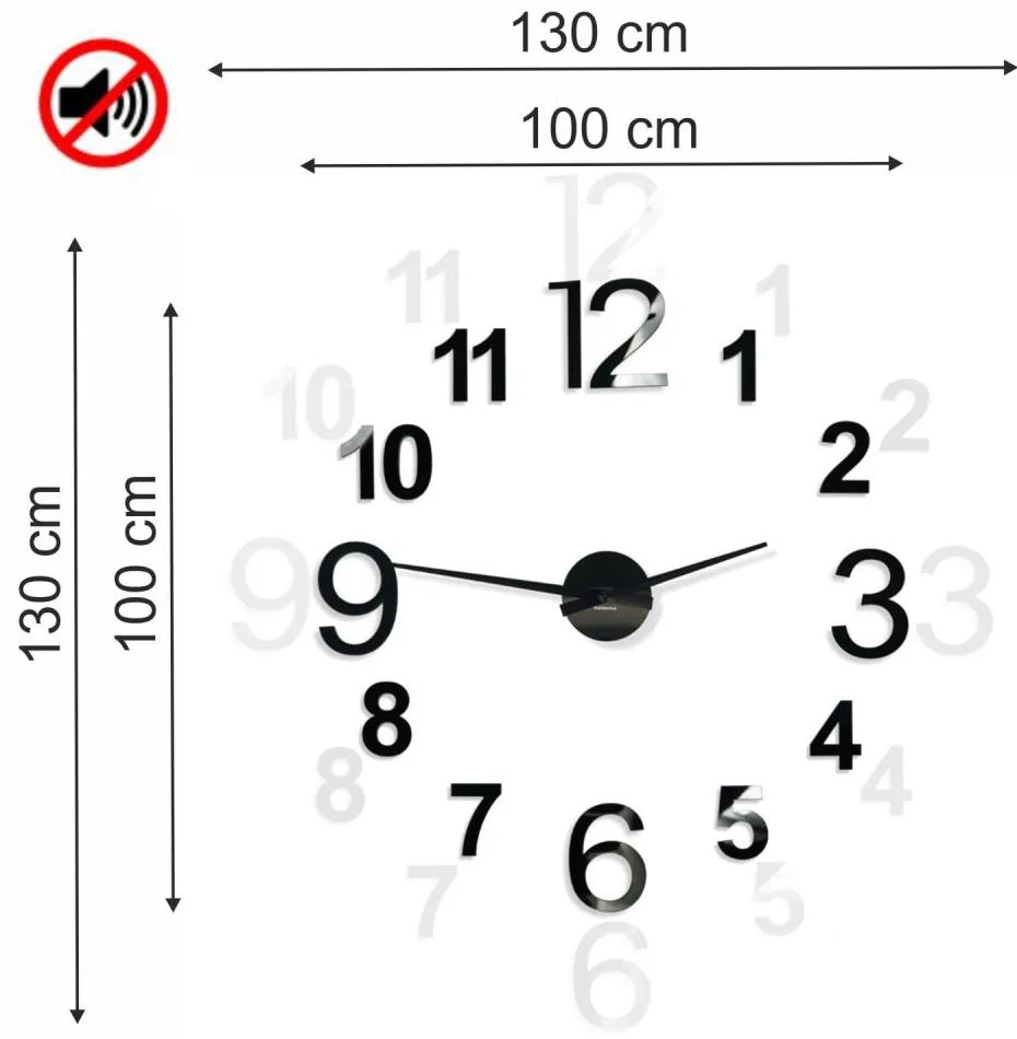 Orologio da parete adesivo nero di design, 130 cm