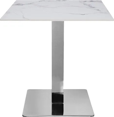 Tavolo bar ristorante 70x70 cm piano per esterno effetto Marmo e base argento H 75
