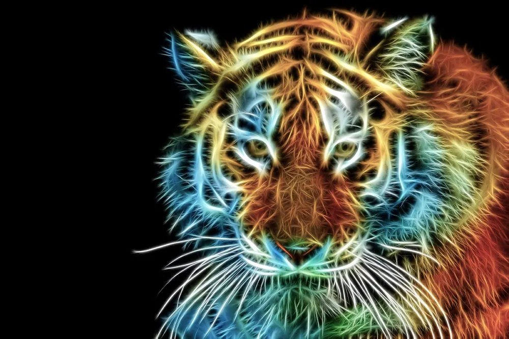 Carta da parati autoadesiva – Testa di tigre in versione astratta