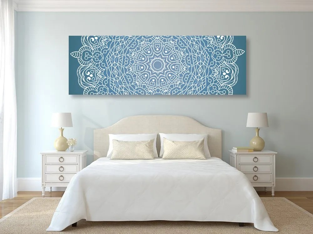 Stampa su tela – Mandala meditativo su sfondo blu