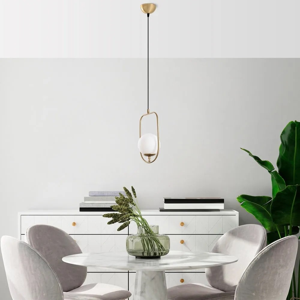 Lampadario dorato con paralume in vetro Skew – Opviq lights