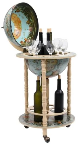 Cantinetta a Globo da Bar con Supporto in Eucalipto Blu