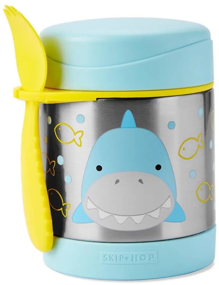 Skip Hop - Contenitore termico per alimenti con cucchiaio/forchetta ZOO 325 ml squalo