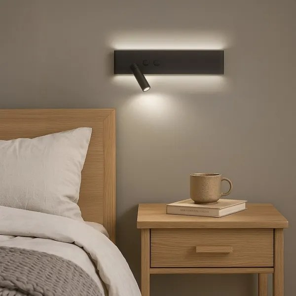 Faretto da parete a LED RESORT LED/10W/230V + LED/3W, nero, lato sinistro