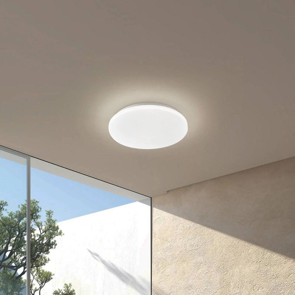 Lindby Plafoniera da esterno a LED Kirkola, 3000 K, Ø 34 cm, bianco