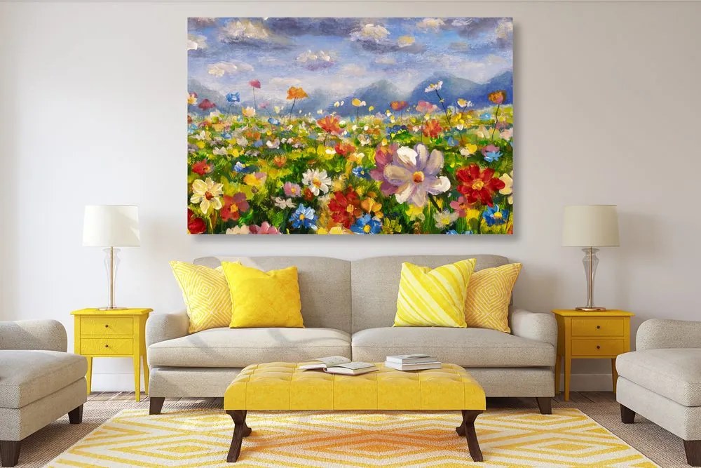 Stampa su tela – Pittura a olio di fiori selvatici