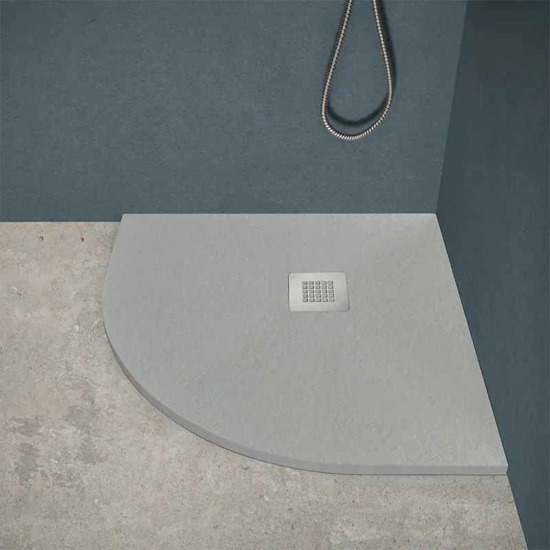 Piatto doccia semicircolare 100x100 grigio riducibile su misura Ten