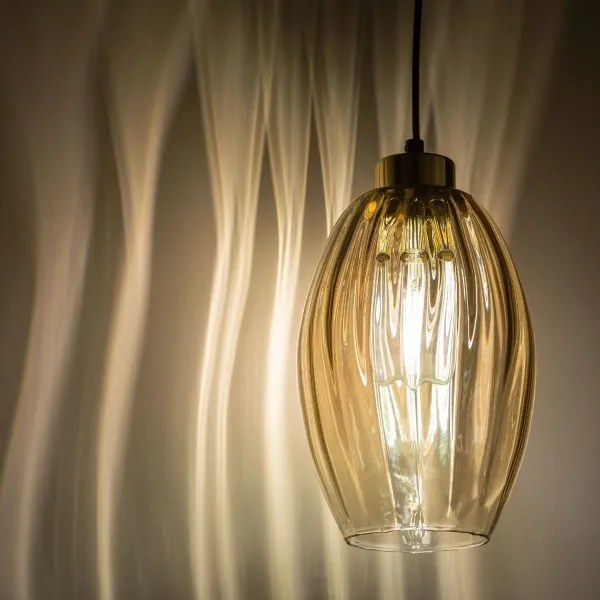 Lampadario LED a cavo SEBO 1xE27/15W/230V nero/beige fumato