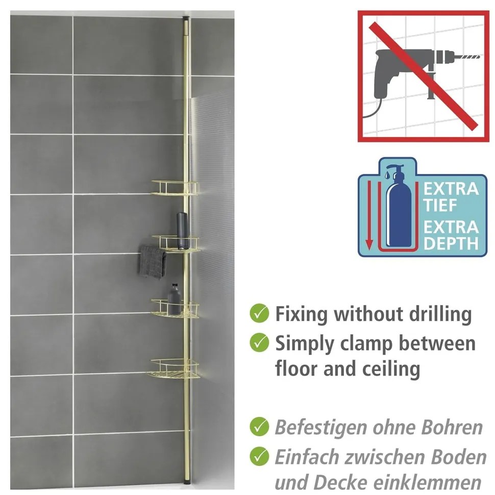 Mensola telescopica angolare per bagno in acciaio inox in oro Dolcedo - Wenko