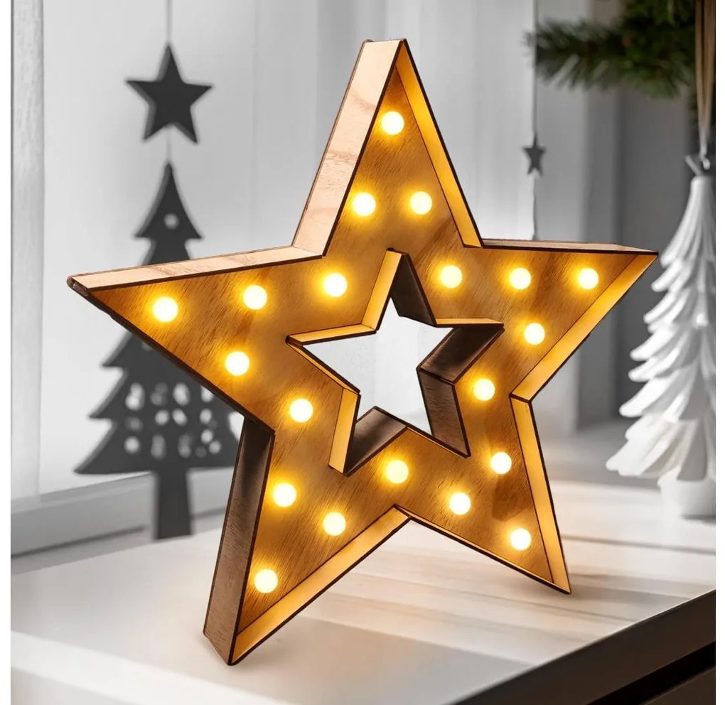 Brilagi - Decorazione natalizia a LED, 2x AA, 38x40 cm, stella