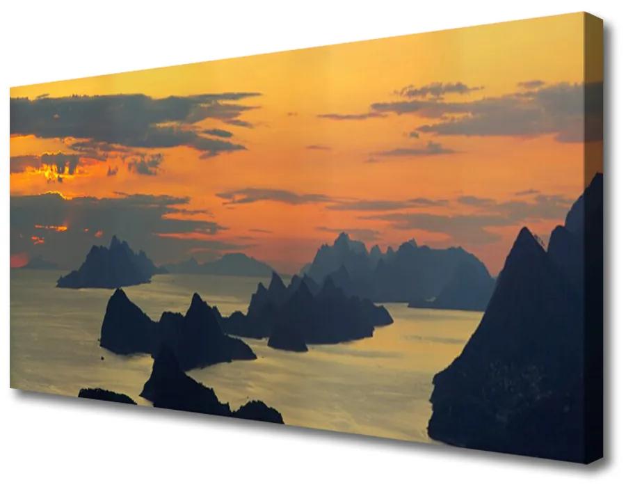 Quadro su tela Paesaggio della montagna della roccia del mare 100x50 cm