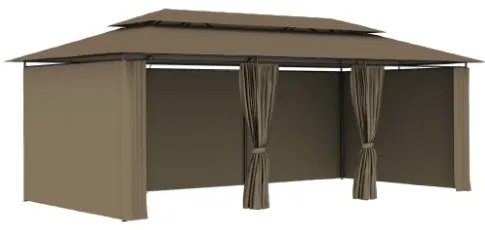 Gazebo con Tende 600x298x270 cm Grigio Talpa 180 g/m²