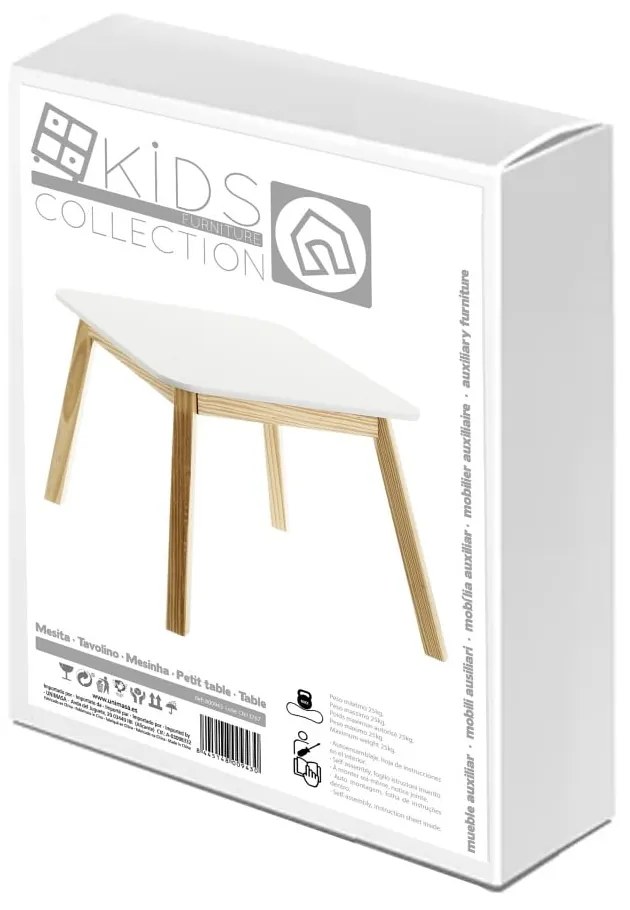 Tavolo per bambini con piano bianco 55x55 cm - Casa Selección