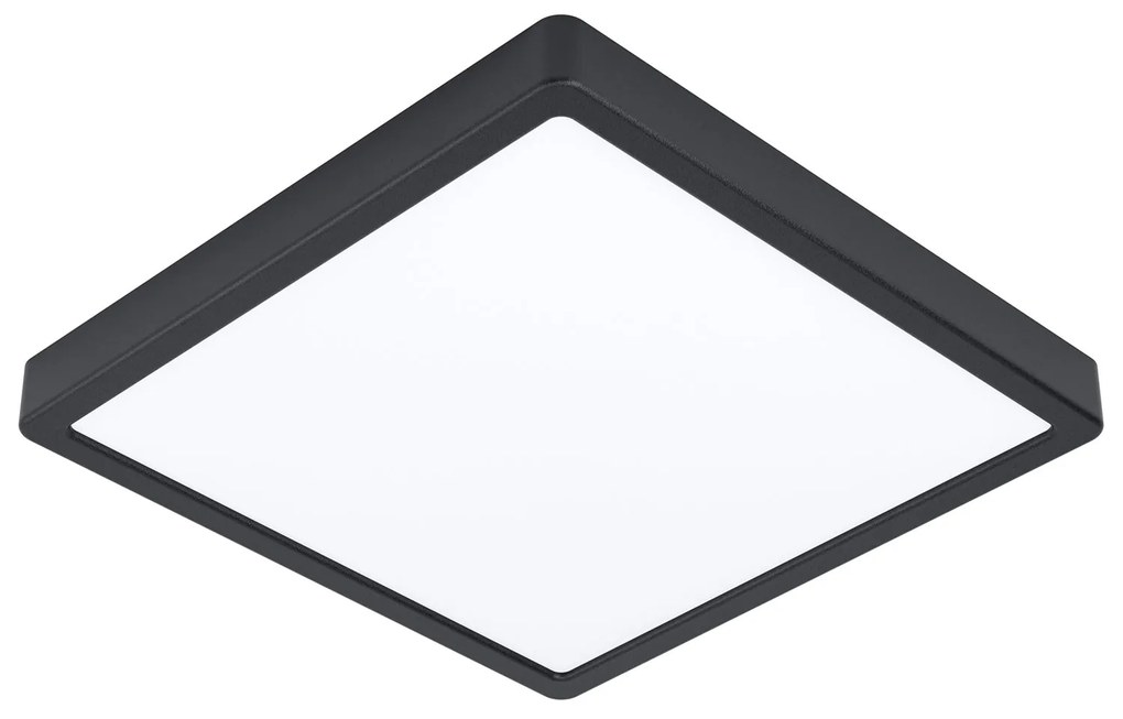 Plafoniera Quadrata Esterno Argolis 2 Acciaio Nero Policarbonato Bianco Led