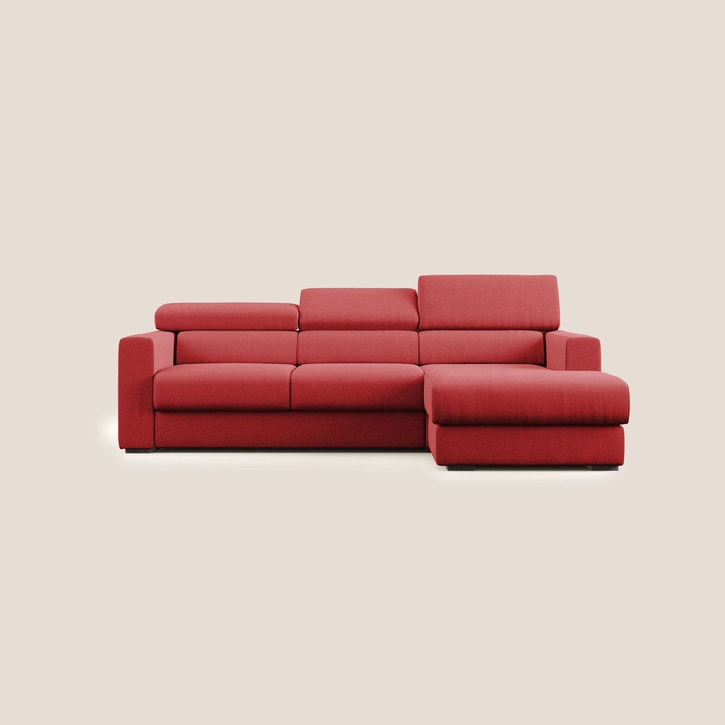 Dylan divano angolare con pouf estraibile poggiapiedi in tessuto simil cotone impermeabile T13