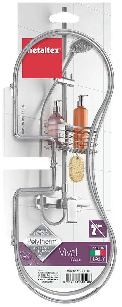 Mensola da bagno in acciaio sospesa in argento Viva! - Metaltex