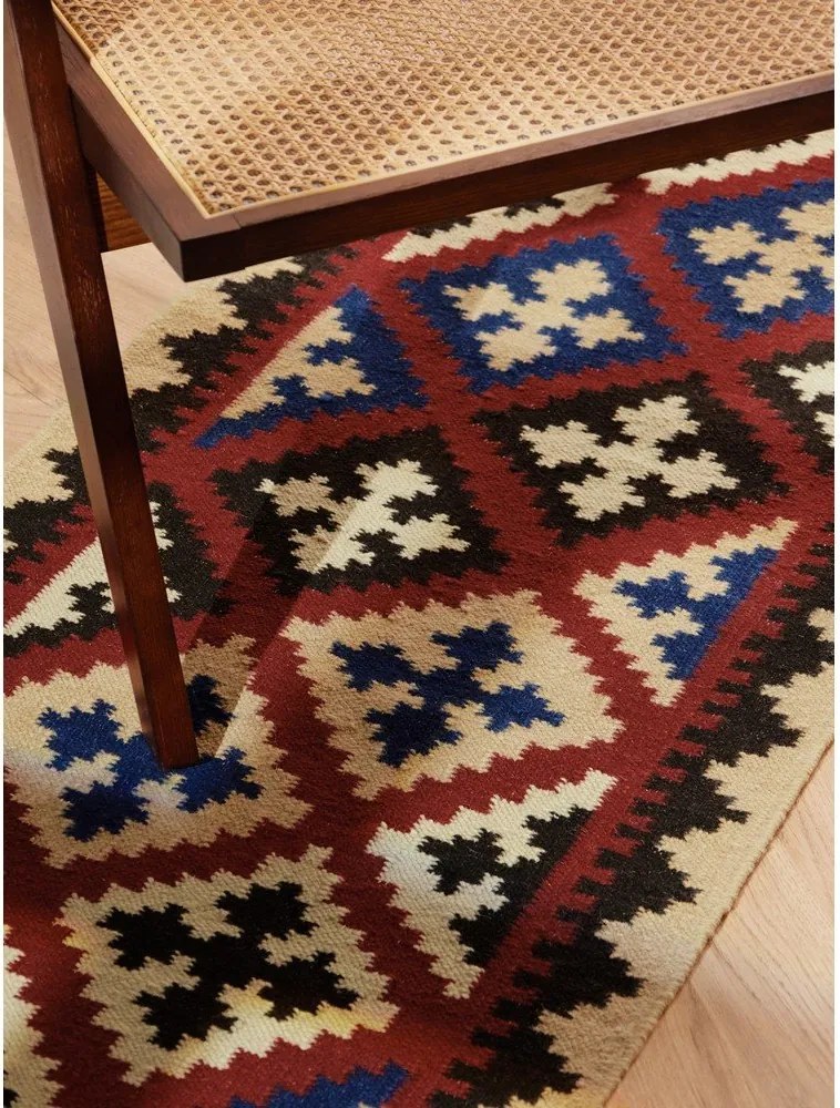 Passatoia rossa in lana reversibile/tessuta a mano 60x190 cm Kamal Rami – Nouristan