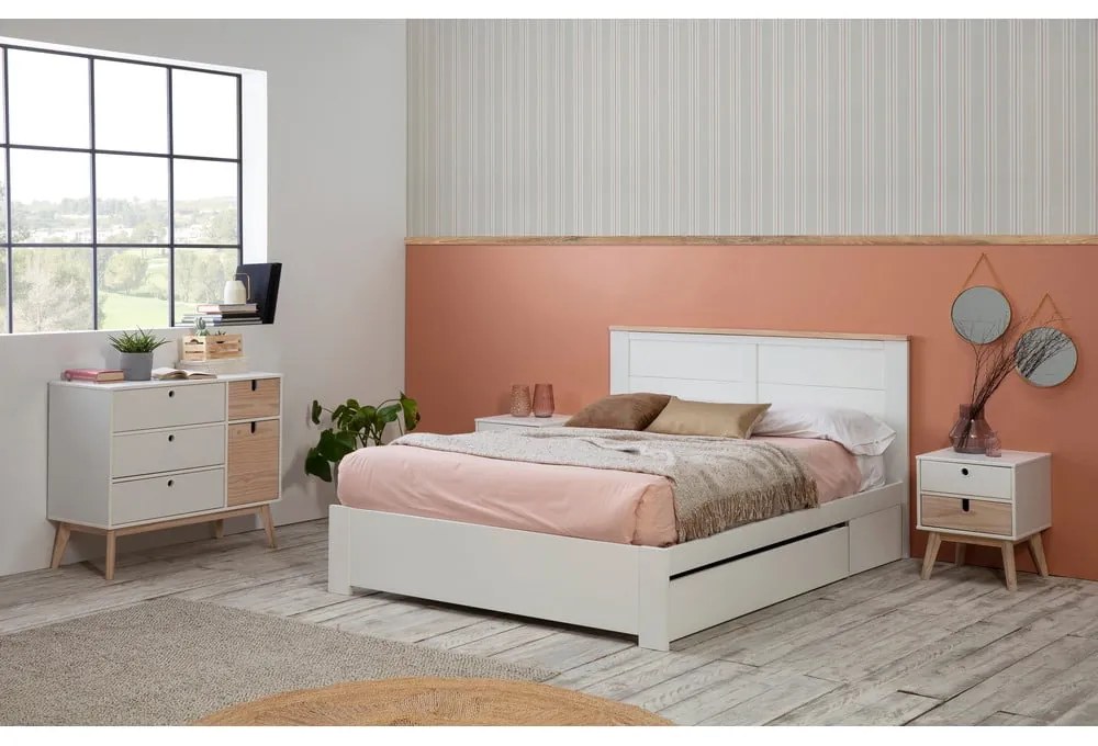 Letto matrimoniale bianco con contenitore 140x190 cm Gabi - Marckeric