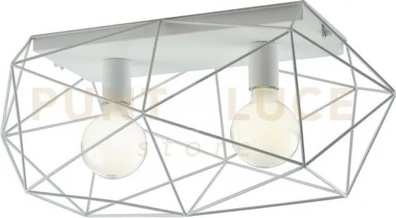Plafoniera abraxas bianca 2 luci attacco e27 60x30x26,5cm in metallo