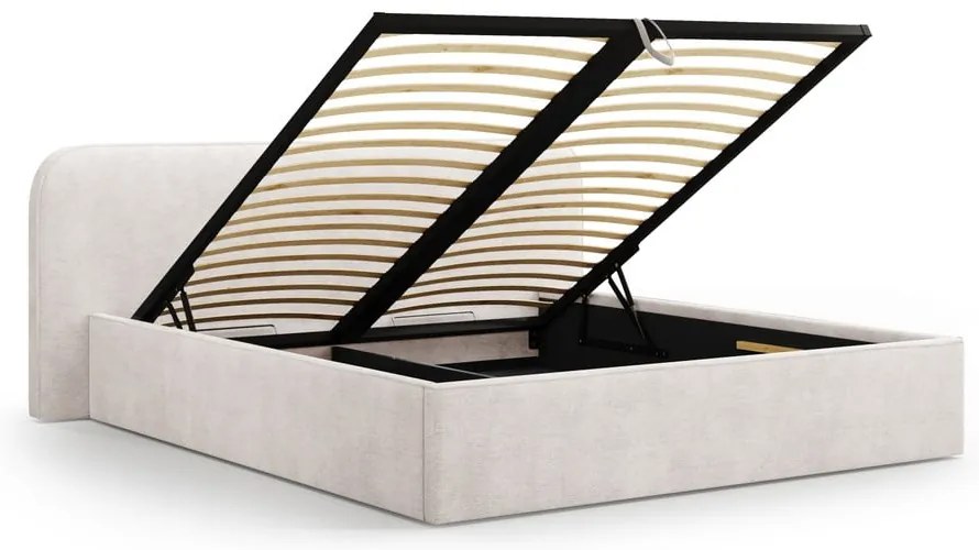 Letto matrimoniale imbottito bianco con contenitore e rete inclusi 200x200 cm Elizabeth – Micadoni