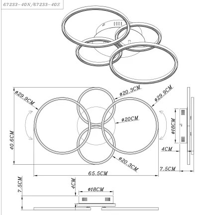 Globo 67233-40S - Lampadario a LED da superficie KENDY LED/40W/230V