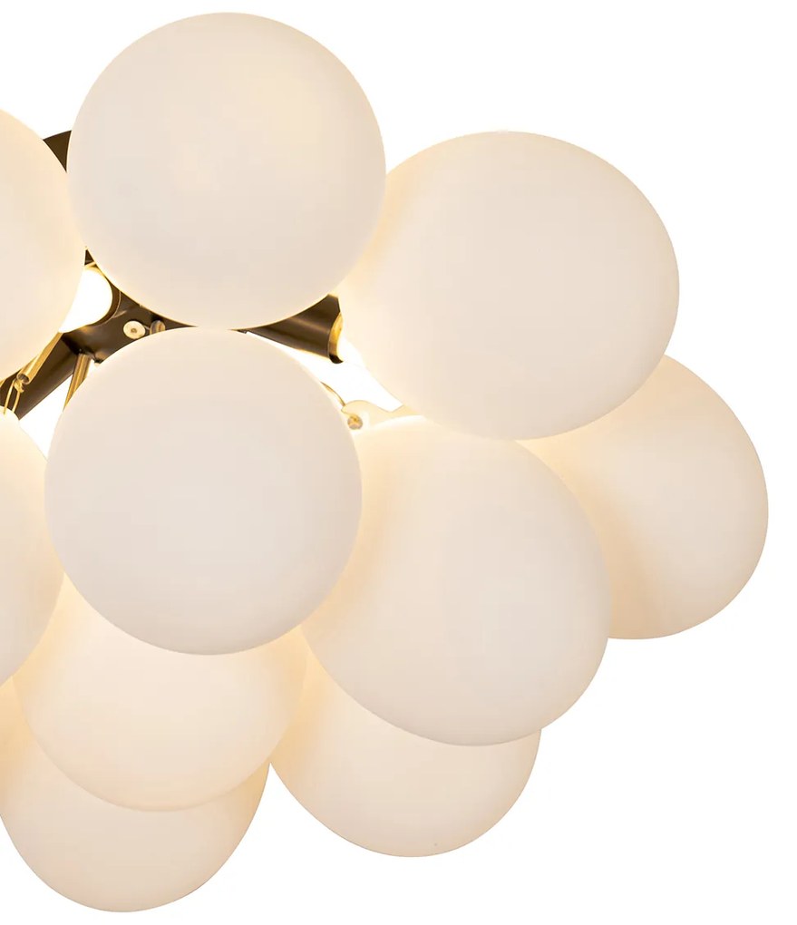 Lampada da soffitto art deco nera con vetro opalino a 4 luci - Uvas