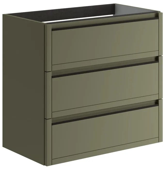 Mobile da bagno sospeso sotto lavabo L 79.5 x H 78 x P 45.5 cm verde salvia opaco, 3 cassetti Tratto