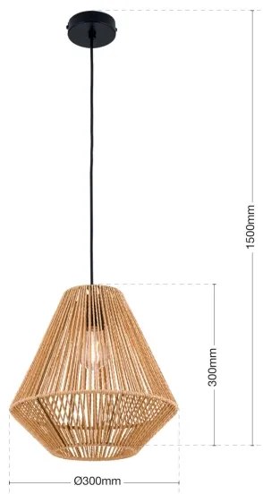 Orion HL 6-1812/1 - Lampadario a sospensione con filo JUNGLE 1xE27/40W/230V diametro 31 cm canapa