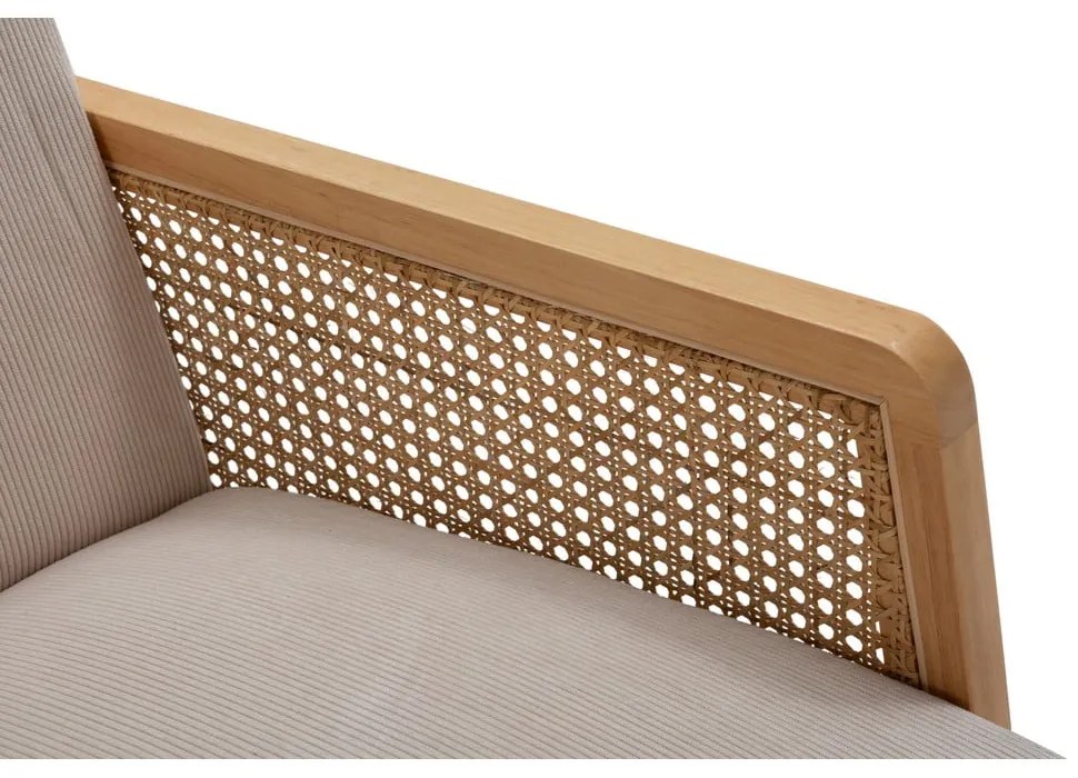 Poltrona con trama beige con rivestimento in velluto a coste Debra – Marckeric