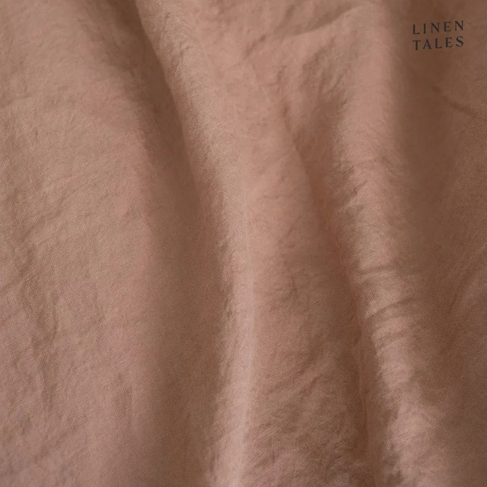 Federa in lino marrone terracotta con bordo a righe , 50 x 60 cm Cafe Creme - Linen Tales