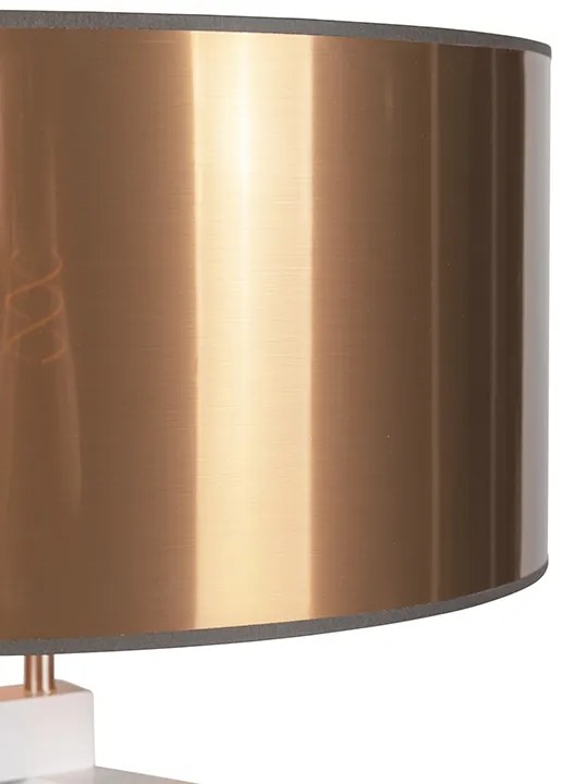 Lampada da terra di design bianca con paralume in rame 50 cm - Puros