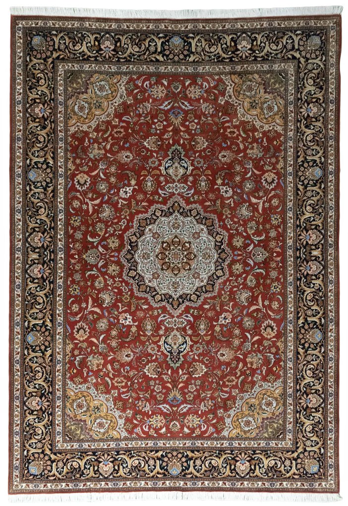 Tabriz Tappeto 290x210 Rosso (Iran) Annodato A Mano