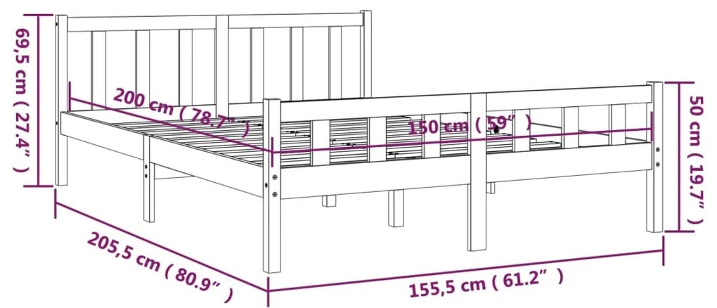 Giroletto Miele in Legno Massello 150x200 cm King Size