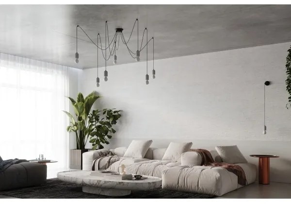 Sollux SL.1161 - Lampadario a sospensione con filo NESO 5xE27/15W/230V ragno calcestruzzo