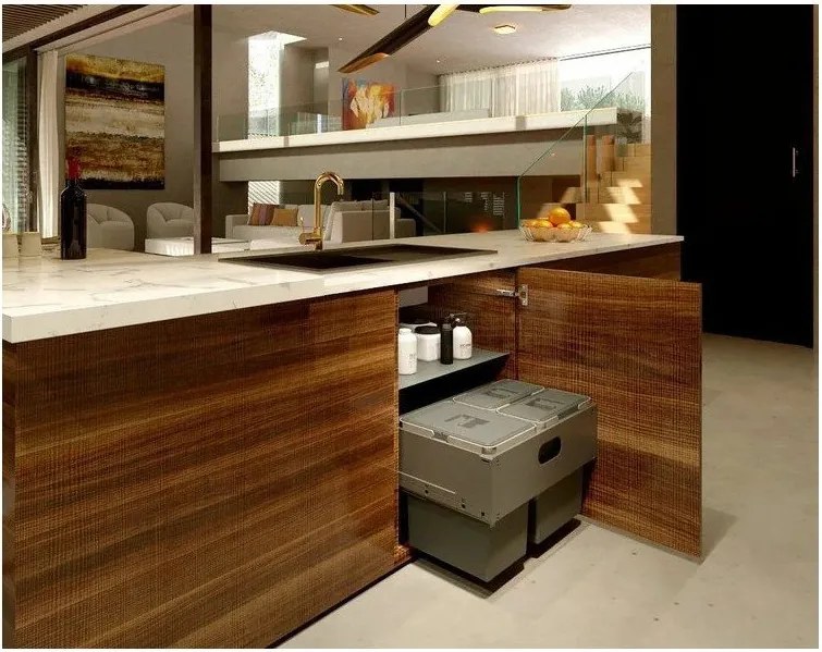 Bidone in plastica da incasso grigio per rifiuti differenziati 42 l Block U-Sink 2.0 - Elletipi