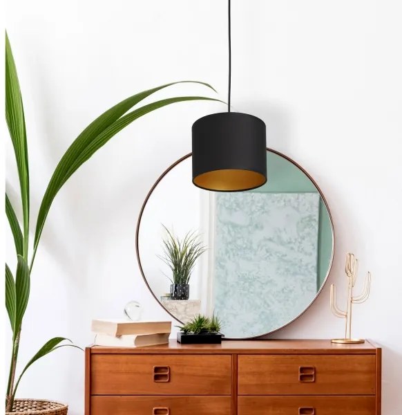 Lampadario su corda ARDEN 1xE27/60W/230Vdiametro 18 cm nero/oro