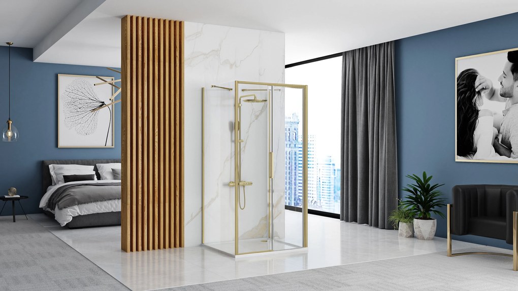 Cabina Doccia A Parete REA Rapid Slide Brush Gold