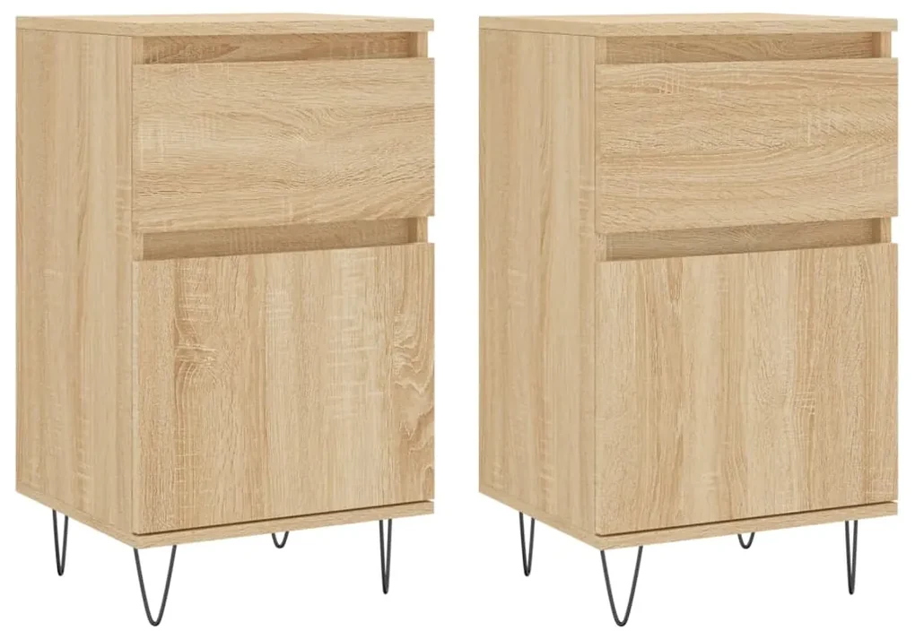 Credenze 2 pz rovere sonoma 40x35x70 cm in legno multistrato