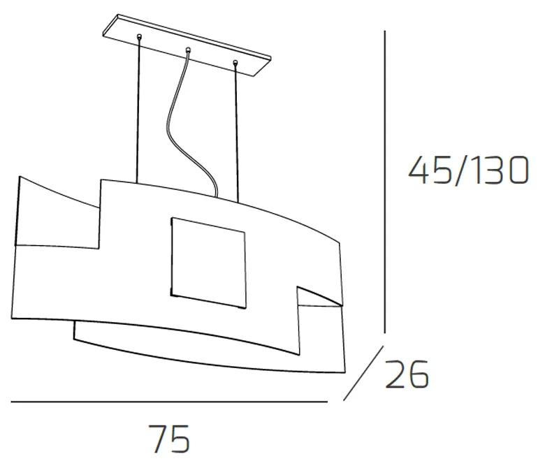 Sospensione Moderna Tetris Color Metallo Grigio Ant. Vetro Bianco 2 Luci E27