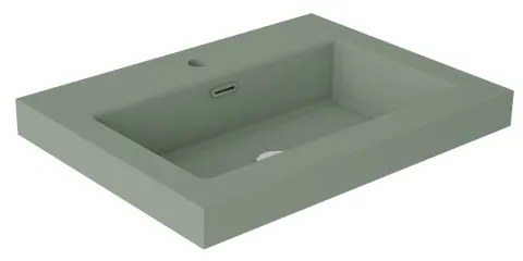 Lavabo da incasso con bordo a vista d'appoggio rettangolare vasca centrale Nantes L 61 x H 6 x P 46 cm in resina verde muschio